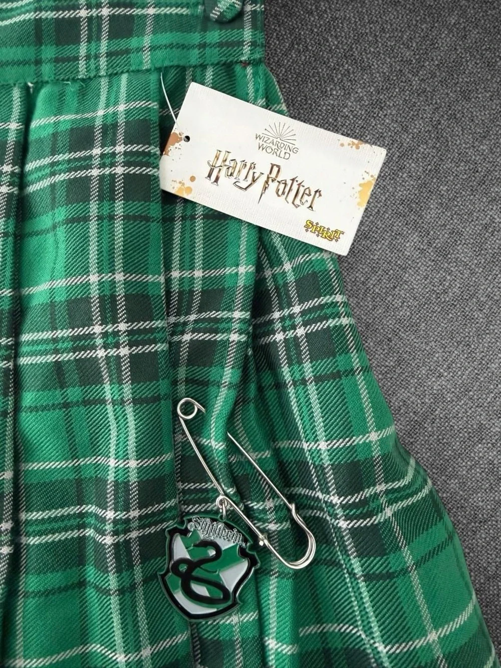 Spirit Harry Potter Slytherin Girls Size Small Green Plaid Pleated Mini Skirt